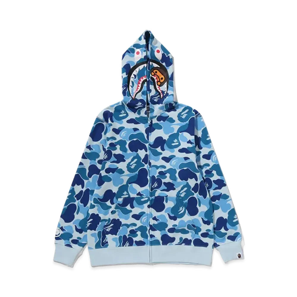 A BATHING APE Kids ABC Camo Milo Shark Zip Hoodie "Blue"