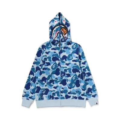 A BATHING APE Kids ABC Camo Milo Shark Zip Hoodie "Blue"