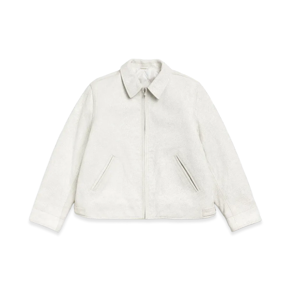 Stussy Garage Jacket Cracked Leather "White"