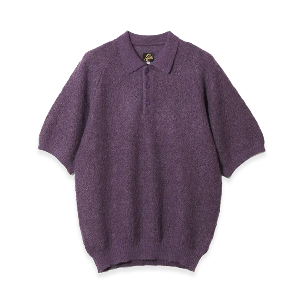 NEEDLES S/S Polo Sweater - Crepe Weave "Purple"