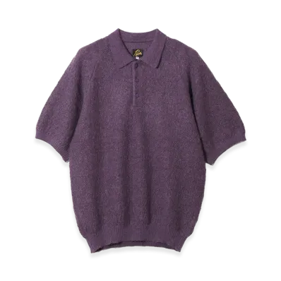 NEEDLES S/S Polo Sweater - Crepe Weave "Purple"