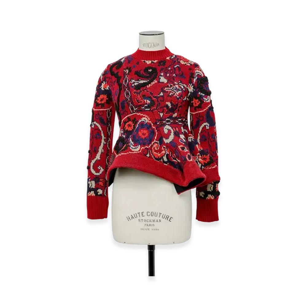 sacai Floral Jacquard Knit Pullover "Bordeaux"