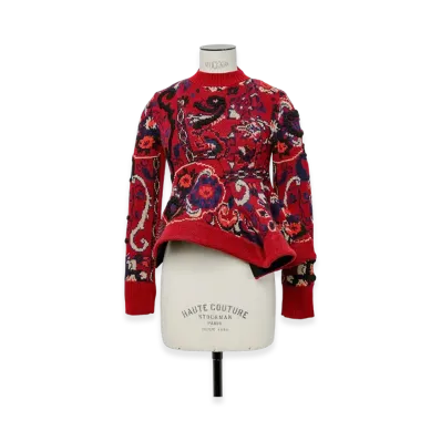 sacai Floral Jacquard Knit Pullover "Bordeaux"