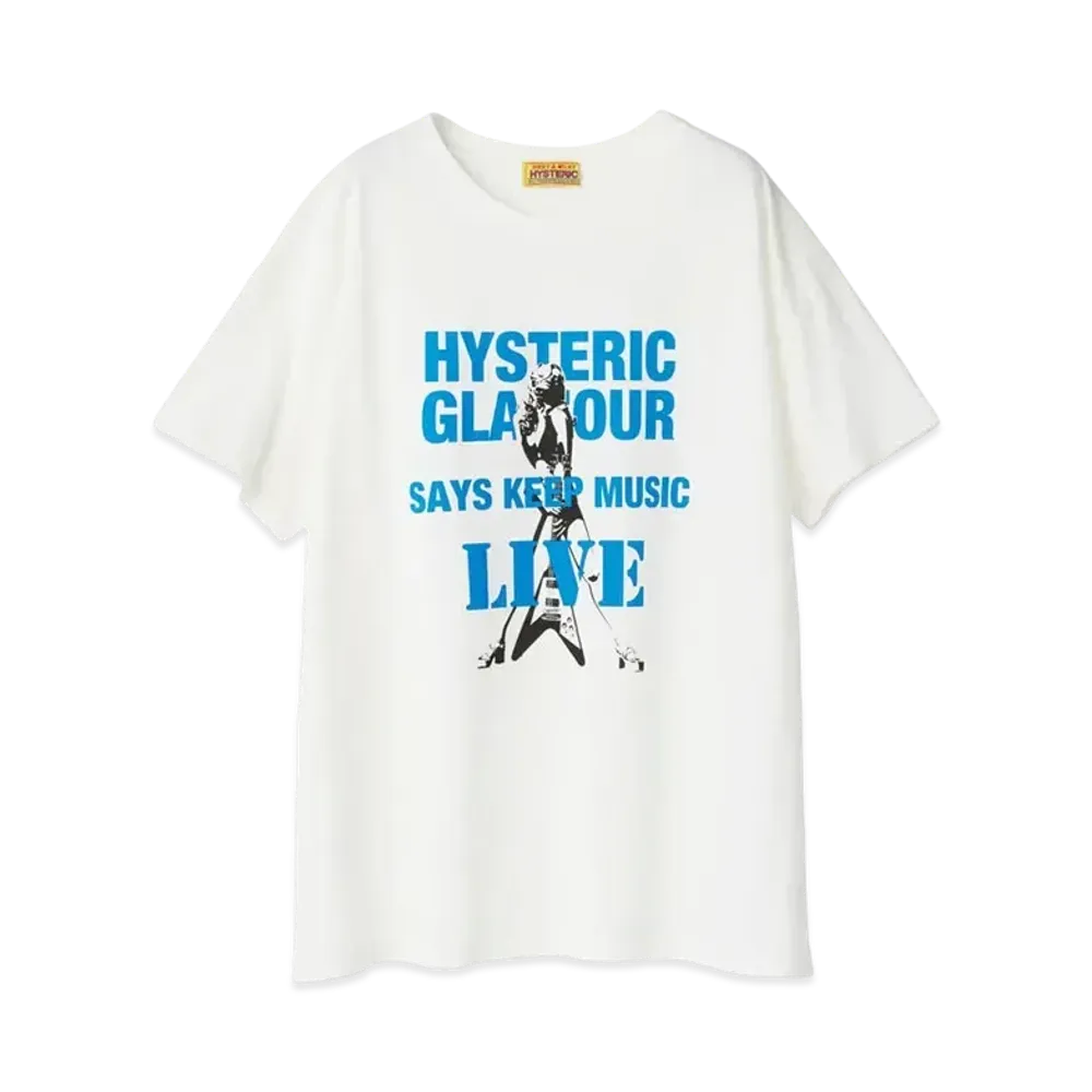 HYSTERIC GLAMOUR Keep Music Over Size Tee "White"