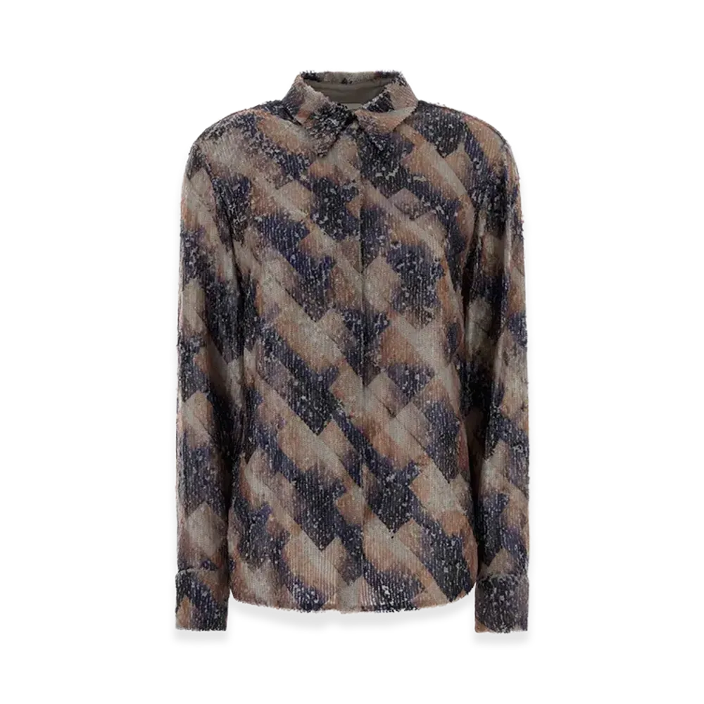 DRIES VAN NOTEN Women's Embellished Viscose Chowy Shirt "Violet"