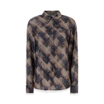DRIES VAN NOTEN Women's Embellished Viscose Chowy Shirt "Violet"