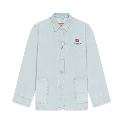 KENZO Women's 'BOKE FLOWER' CREST DENIM WORKWEAR JACKET "Sky Blue"