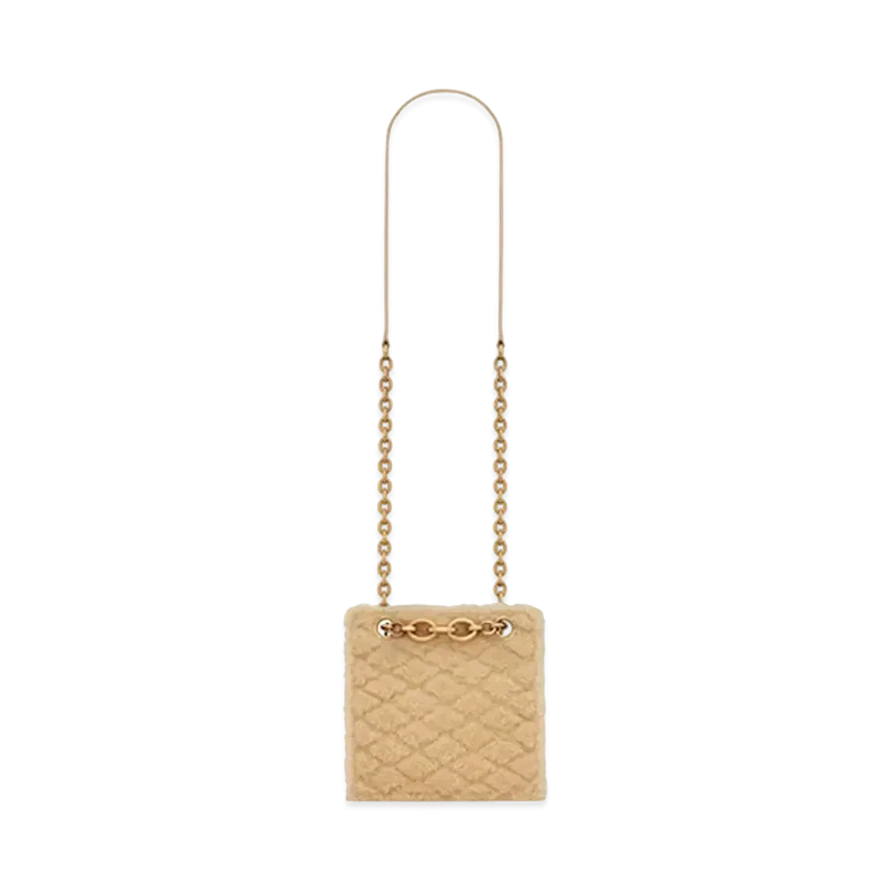 Saint Laurent Le Maillon Squared Chain Bag In Merino Shearling And Lambskin "Natural Beige"