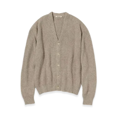 AURALEE Cashmere Silk Melange Knit Cardigan "Mix Beige"