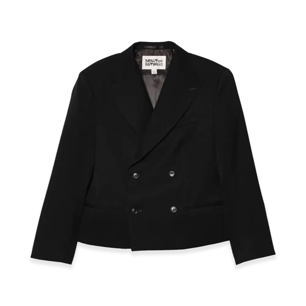 ZARA x Bad Bunny Benito Antonio Cropped Fit 100% Wool Suit Blazer "Black"