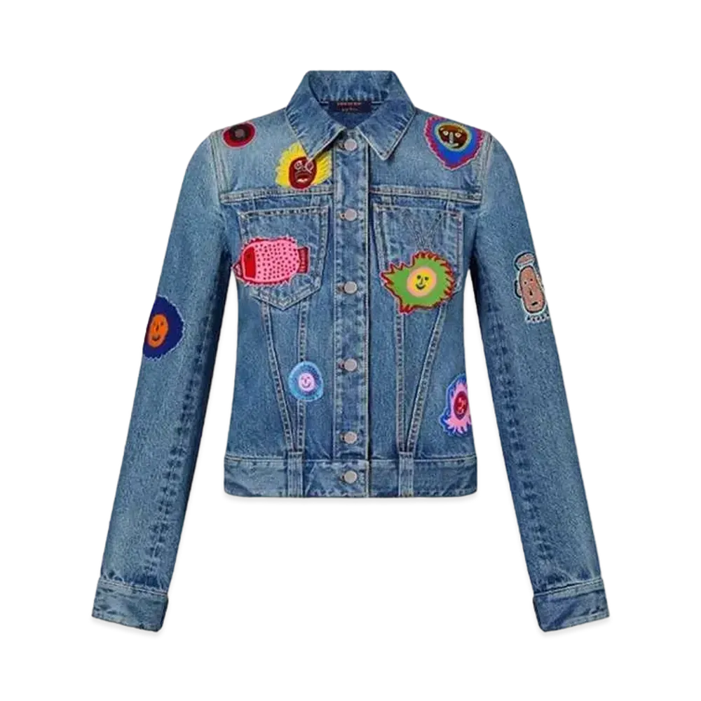 Louis Vuitton x Yayoi Kusama Faces Patches Fitted Denim Jacket My Eternal Soul "Blue"