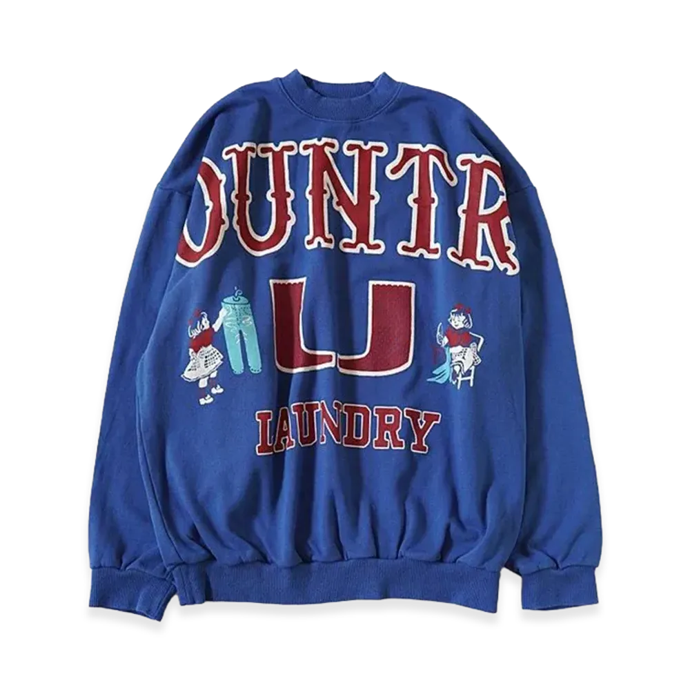 KAPITAL 30/- Fleece Big Sweatshirt (BIG KOUNTRY) "Blue"