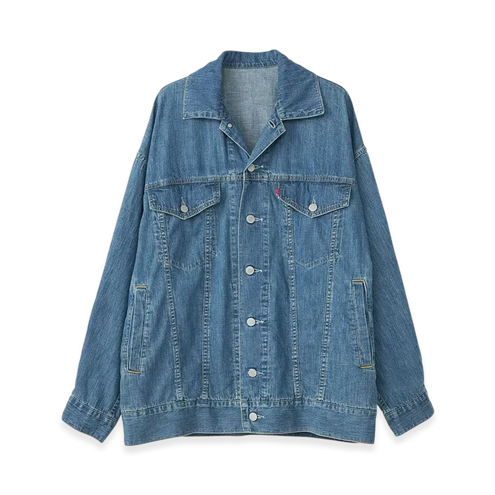 HYSTERIC GLAMOUR Levitated Girl Embroidery Over Denim Jacket "Light Indigo Blue"