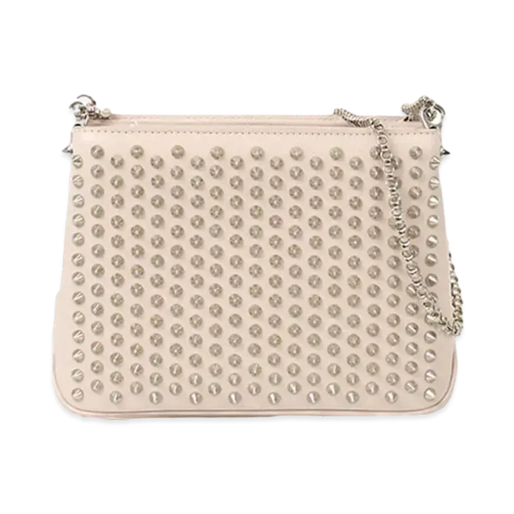 Christian Louboutin Triloubi Studs Leather Chain Shoulder Bag "White"