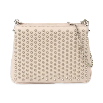 Christian Louboutin Triloubi Studs Leather Chain Shoulder Bag "White"