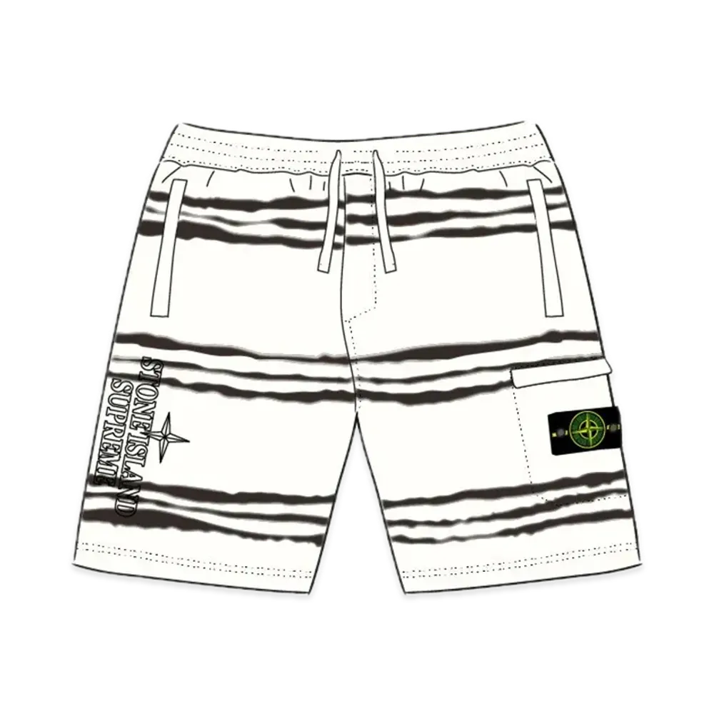 Supreme x Stone Island Warp Stripe Sweatshort "White"