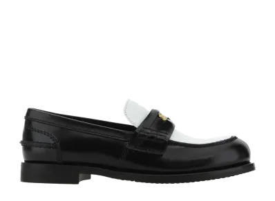 MIU MIU Women's Leather Penny Loafers "Black/White"