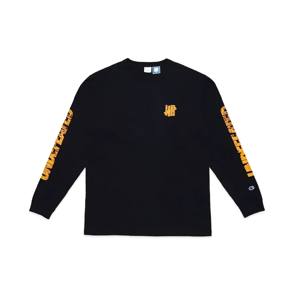 UNDEFEATED CHAMPION DISTRESSED LOGO LS TEE - C8-V405 "Black"