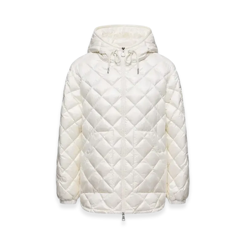 MONCLER Diamond-Quilted Hooded Short Down Jacket "White"