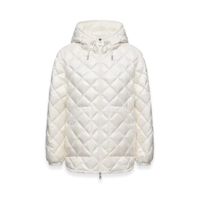 MONCLER Diamond-Quilted Hooded Short Down Jacket "White"