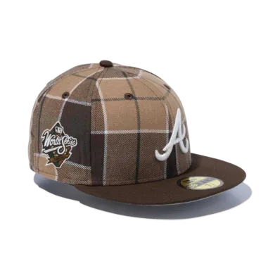NEW ERA BLACK LABEL FW23 59Fifty Atlanta Braves Multi Check "Khaki"
