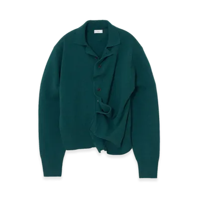YOKE Lambs Wool Sculptural Wired Knit Shirt "Green"