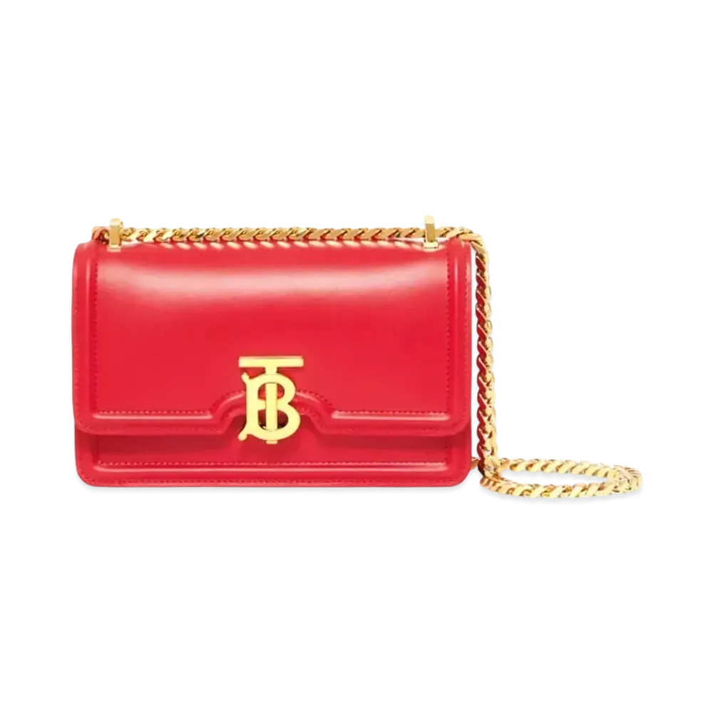BURBERRY Mini Leather Chain TB Bag "Bright Red"