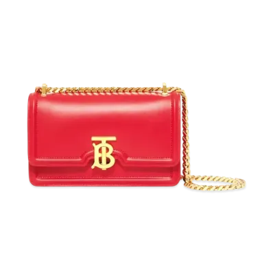 BURBERRY Mini Leather Chain TB Bag "Bright Red"