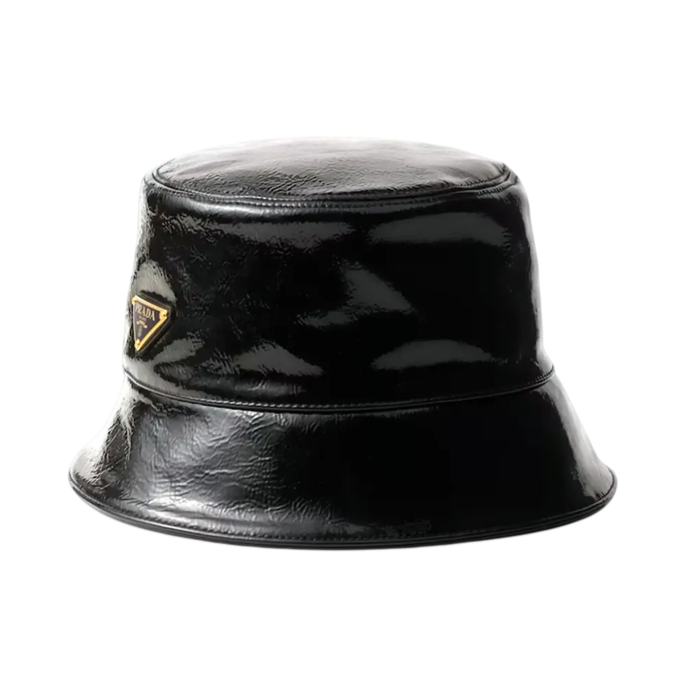 PRADA Naplak Patent Leather Bucket Hat "Black"
