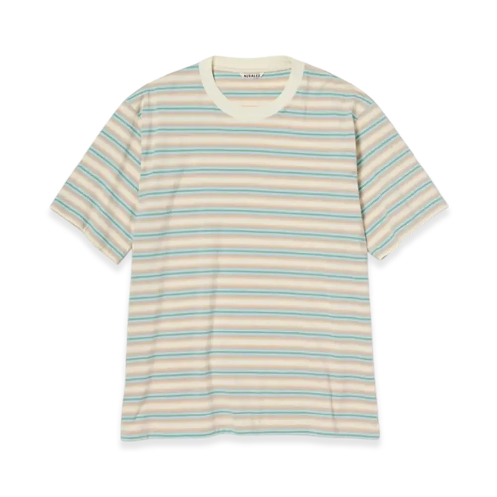 AURALEE Gradient Stripe Jersey Tee "Fade Blue Stripe"