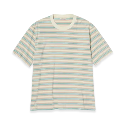AURALEE Gradient Stripe Jersey Tee "Fade Blue Stripe"