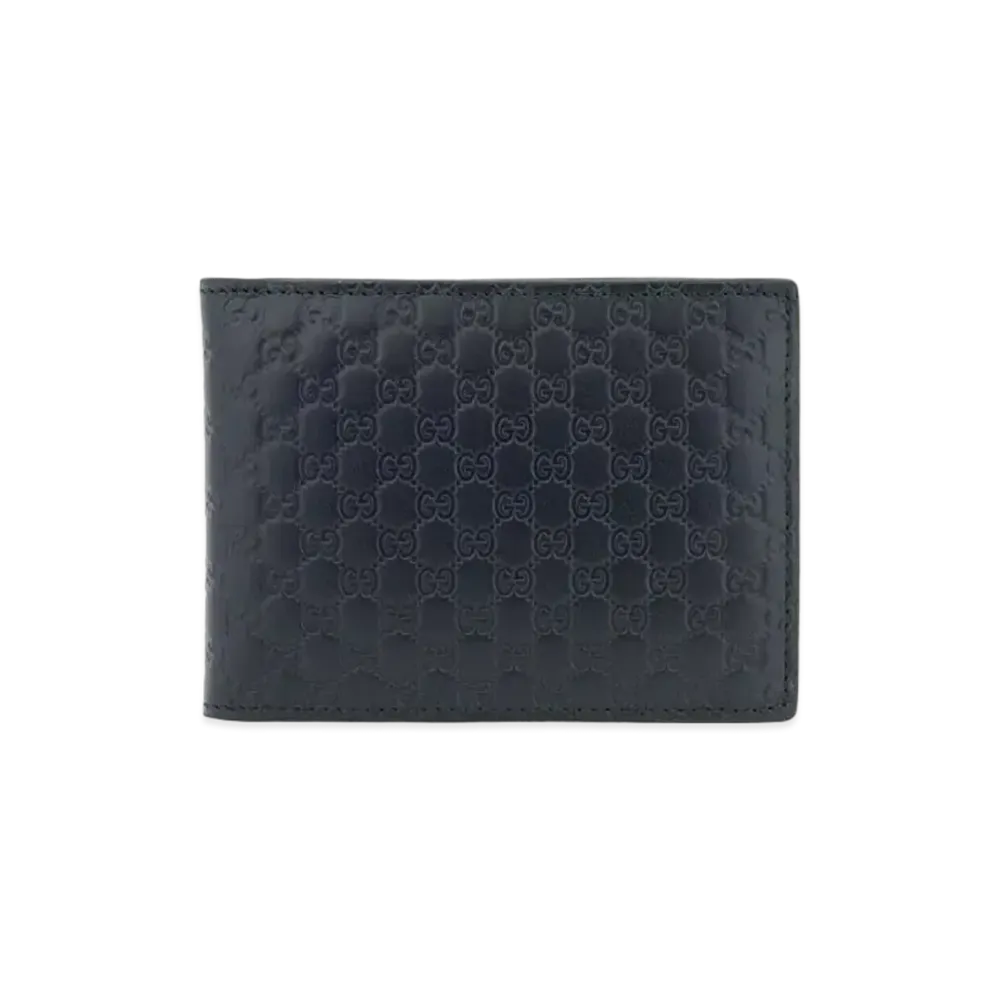 GUCCI Micro Guccissima Bi-fold Wallet "Navy"