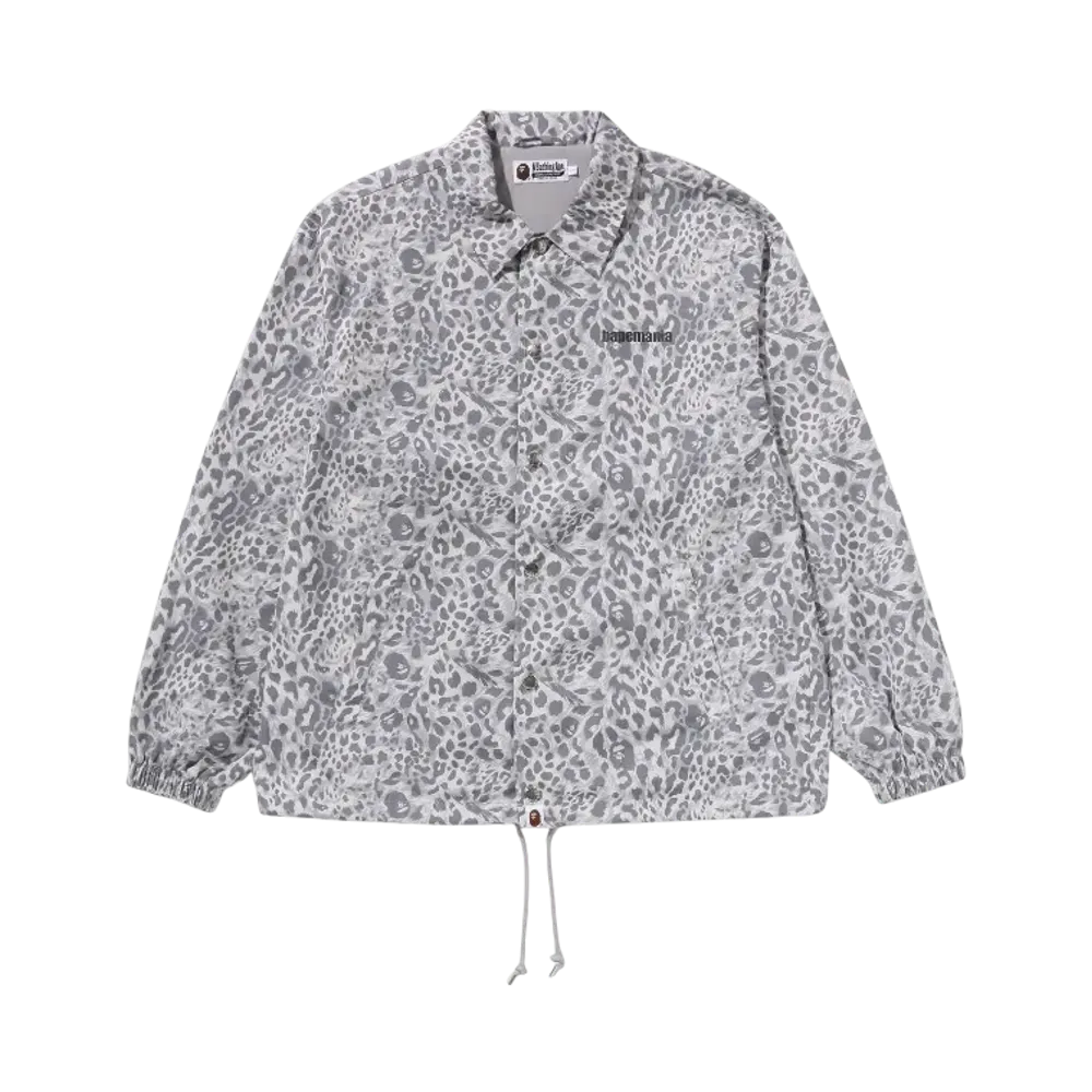 A BATHING APE Wild Leopard Pattern Coach Jacket "Grey"