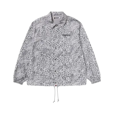 A BATHING APE Wild Leopard Pattern Coach Jacket "Grey"