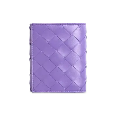 Bottega Veneta Intrecciato Lambskin Calfskin Trifold Wallet With Coin Purse "Purple"