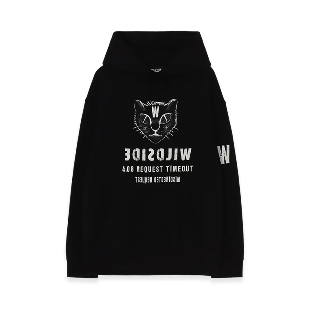 WILDSIDE YOHJI YAMAMOTO Cat Face Pullover Hoodie "Black"