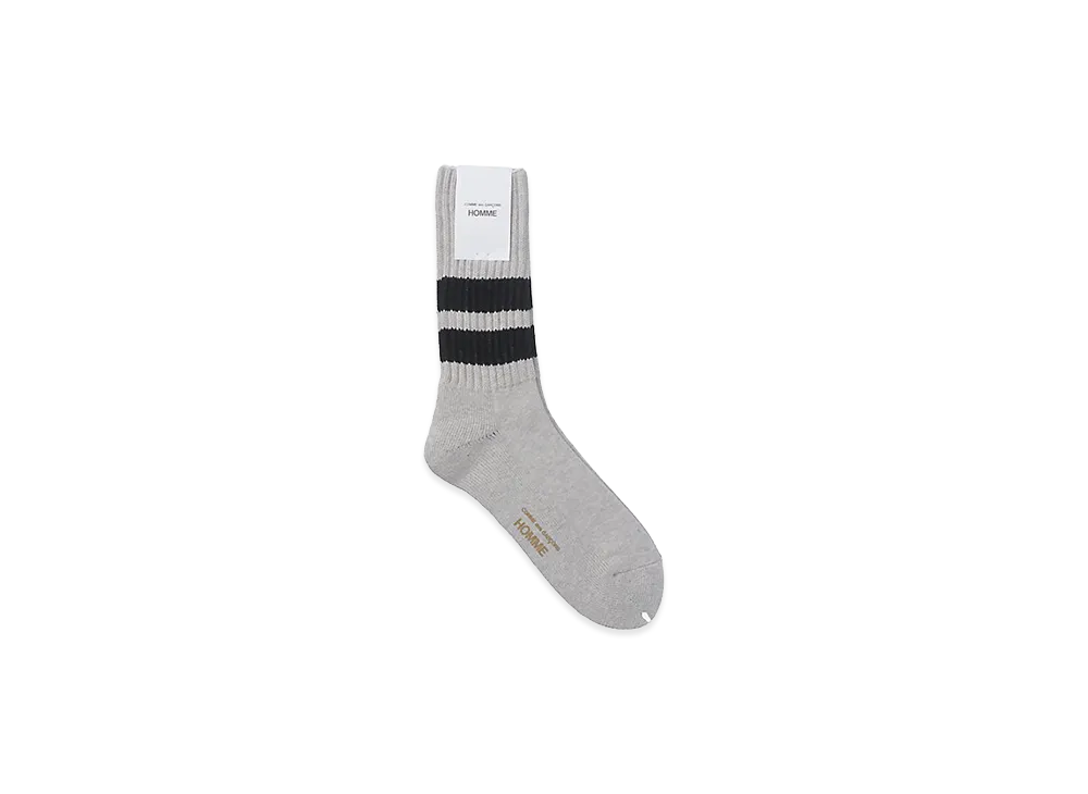 COMME des GARCONS HOMME Cotton Low Gauge Pile Line Socks "Grey/Black"