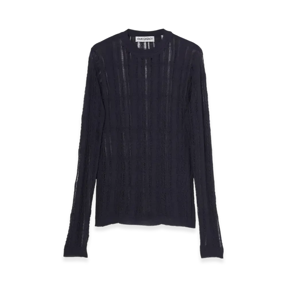 OUR LEGACY Formal Roundneck "Washed Navy Tech Cotton"