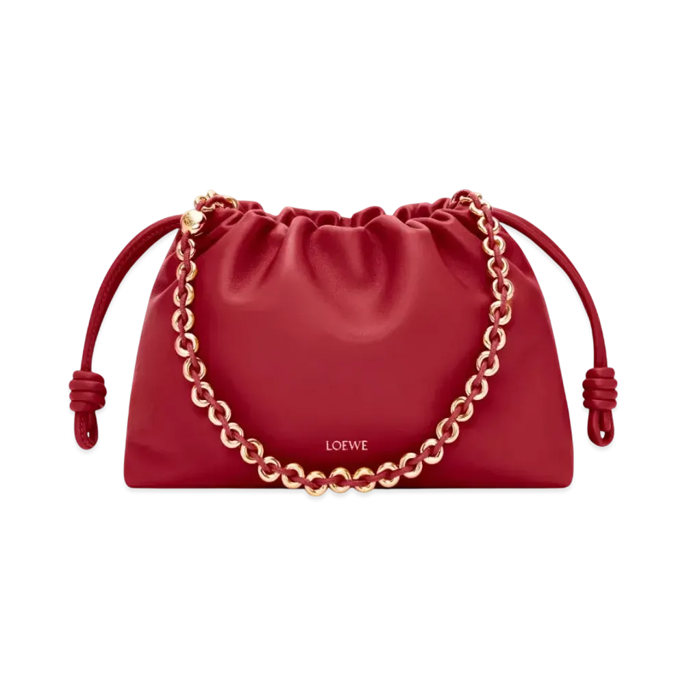 LOEWE Medium Flamenco Purse in Mellow Nappa Lambskin "Burnt Red"