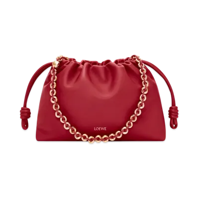 LOEWE Medium Flamenco Purse in Mellow Nappa Lambskin "Burnt Red"