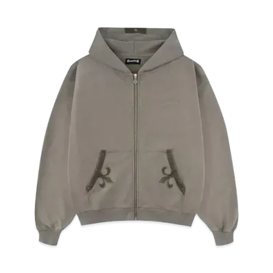 SUPPLIER Fleur Leather Patch Zip Hoodie "Beige"