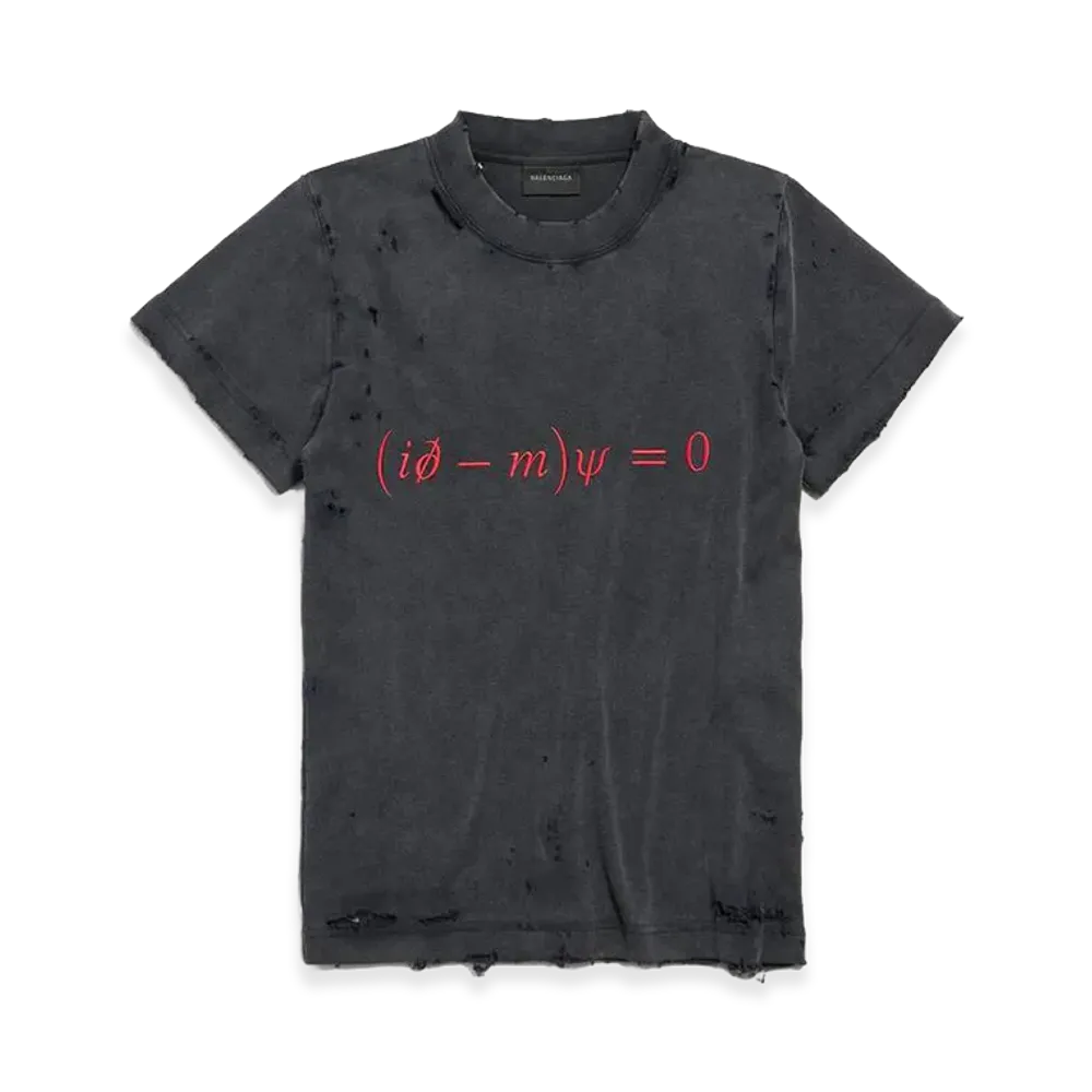BALENCIAGA Women's Dirac Equation Fitted T-Shirt "Washed Black/Red"