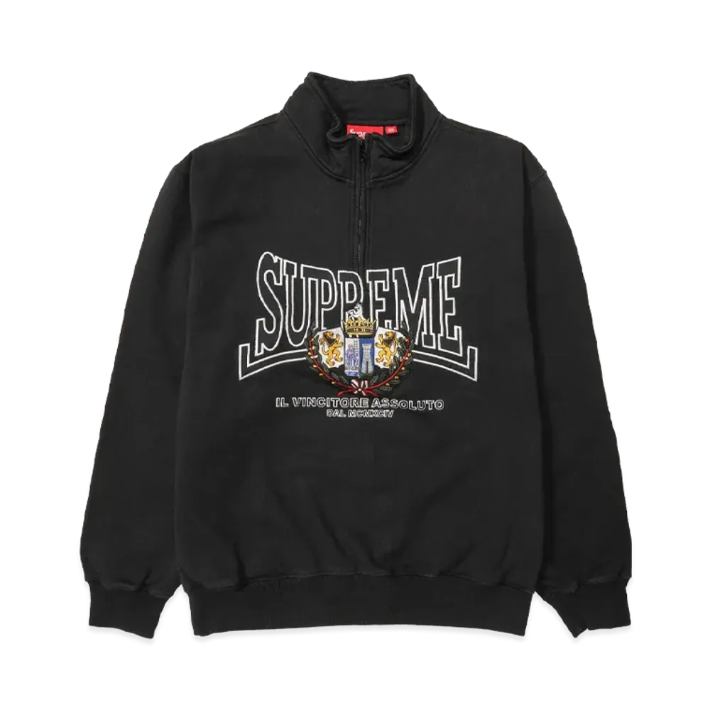 Supreme Crest Applique Half Zip Pullover "Black"