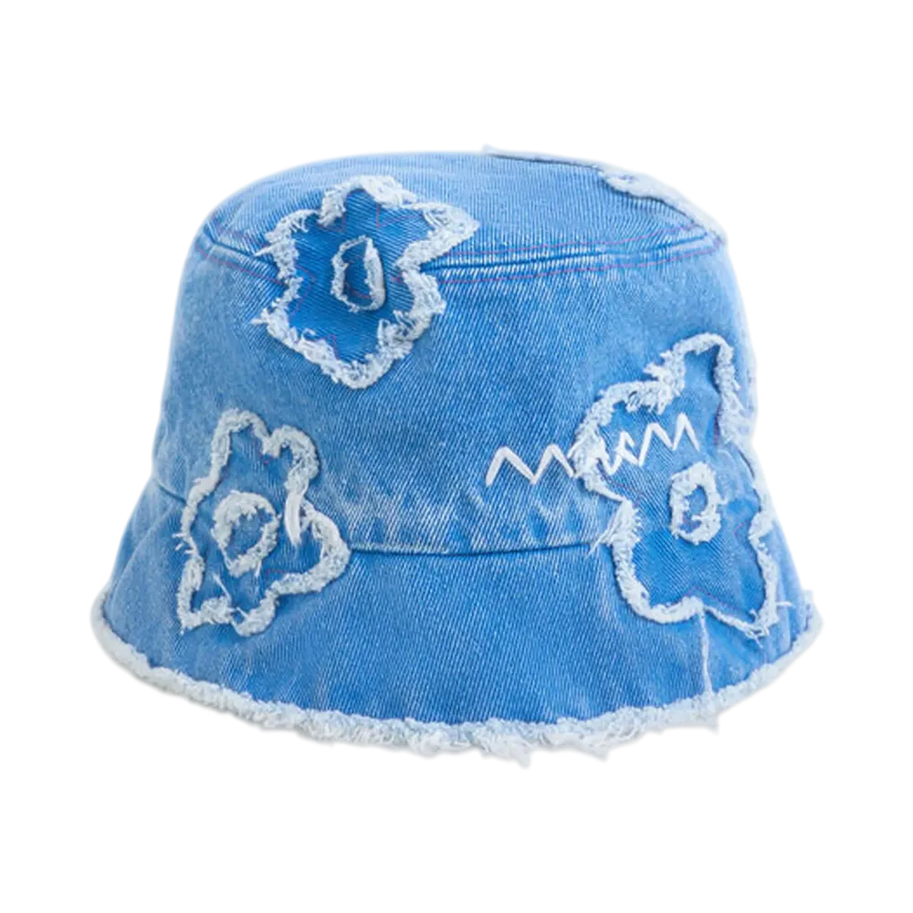 Marni Denim Bucket Hat with Dillies Patch Details "Cobalt"
