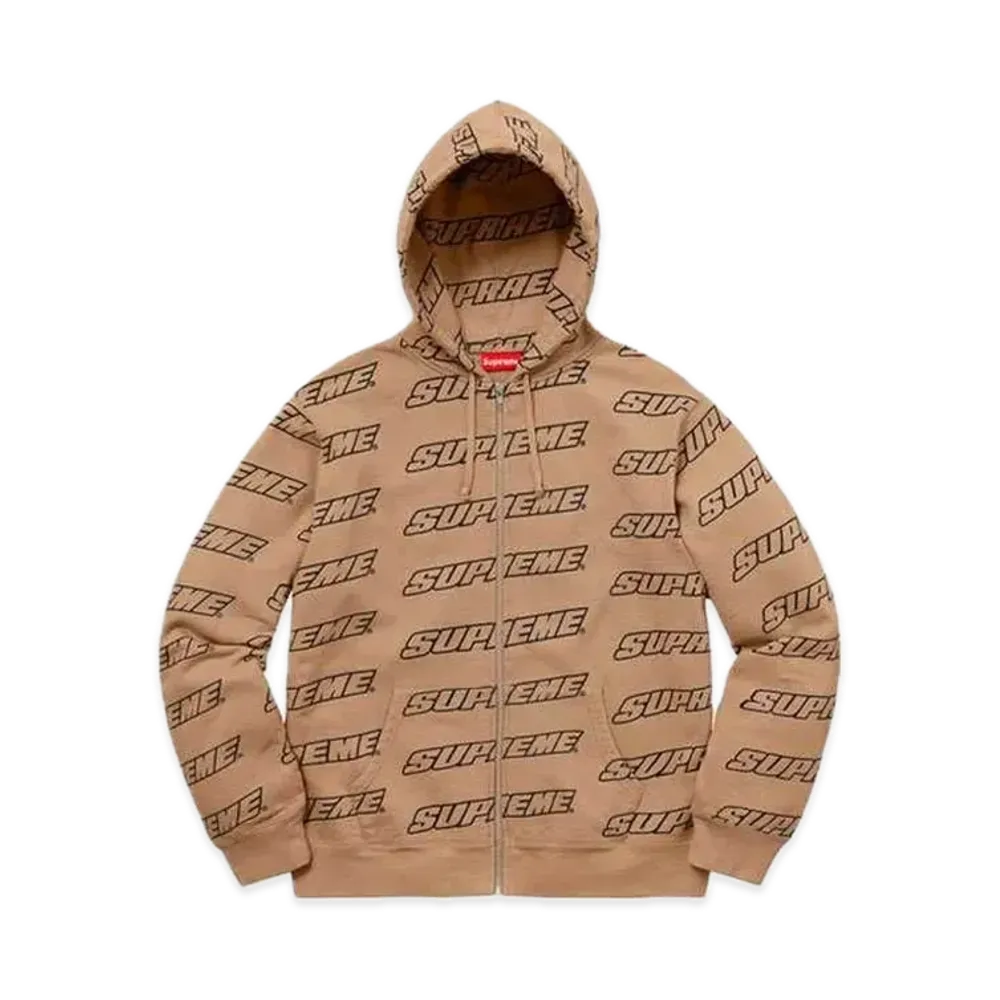 Supreme Repeat Zip Up Hooded Sweatshirt "Light Brown"