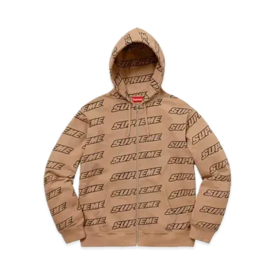 Supreme Repeat Zip Up Hooded Sweatshirt "Light Brown"