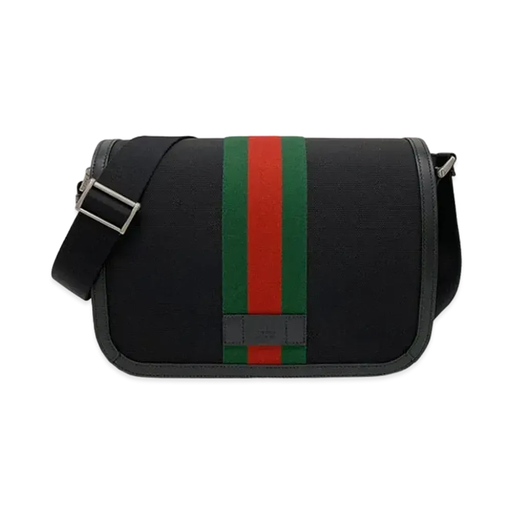 GUCCI Messenger Bag Bag Web Stripe Nylon "Black"