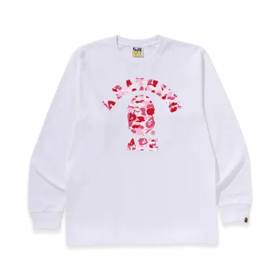 A BATHING APE ABC Camo College LS Tee "White/Pink"