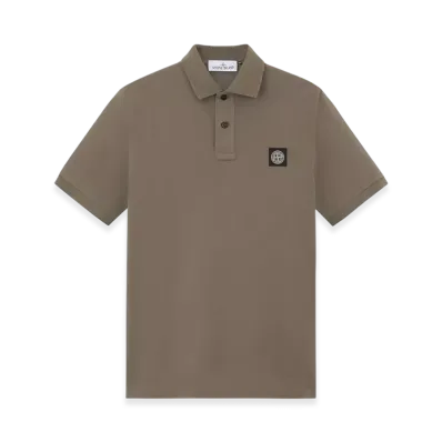 Stone Island 2SC17 Stretch Organic Cotton Pique Slim Fit Short-Sleeve Polo Shirt - 24FW "Walnut Brown"