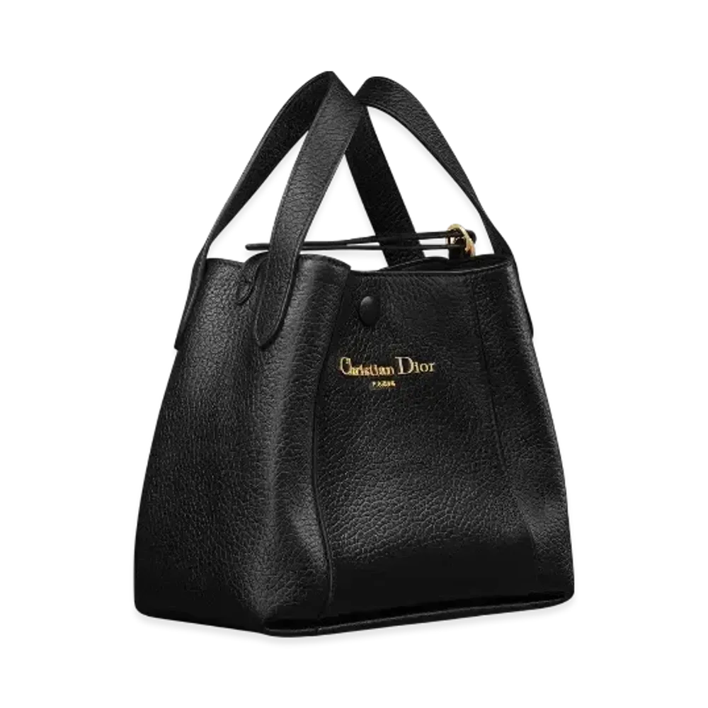 Dior Small Signature Bucket Bag Grained Calfskin "Black"